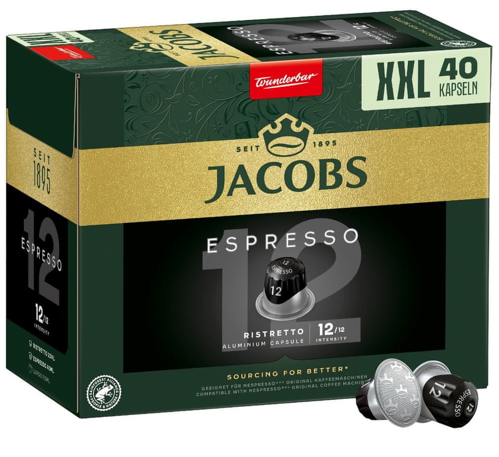 Levně Jacobs Espresso Ristretto intenzita 12, 40 ks kapslí, kompatibilní s kávovary Nespresso