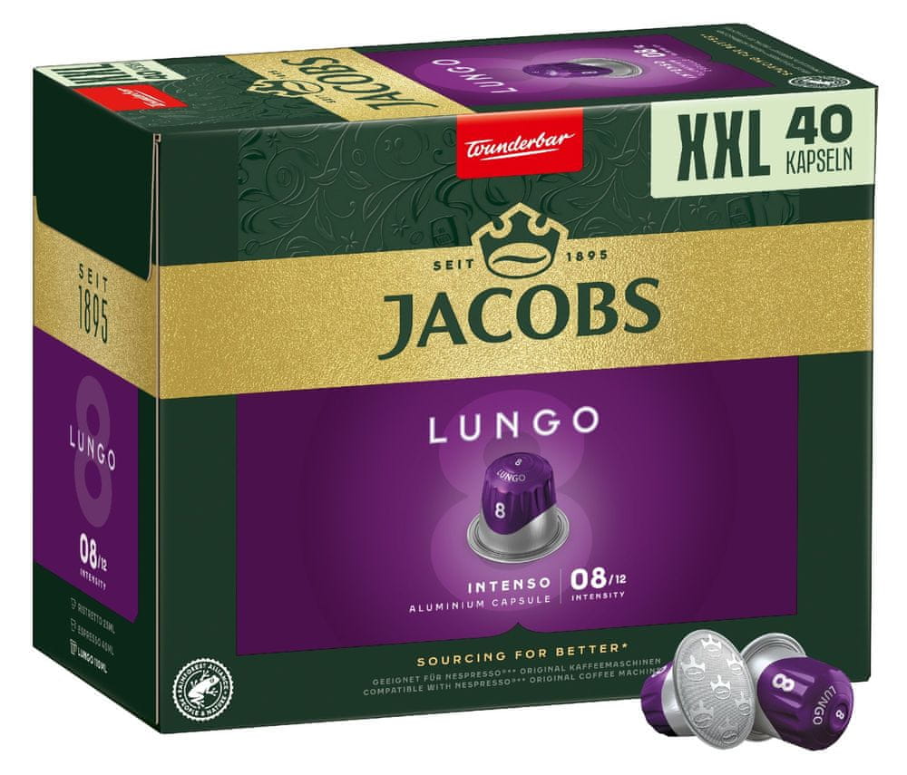 Levně Jacobs Lungo intenzita 8, 40 ks kapslí, kompatibilní s kávovary Nespresso