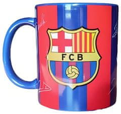 FotbalFans Hrnek FC Barcelona, červeno-modrý s podpisy, 300 ml