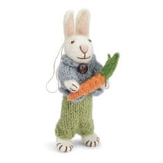 Decor By Glassor Plstěný králíček v kalhotkách s mrkví