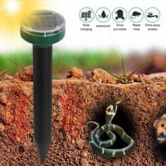 Netscroll Ultrazvukový netoxický solární odpuzovač zahradních škůdců, solární nabíjení, voděodolný, odpuzování na základě zvukových vln, proti krtkům, hrabošům, hadům, neovlivňuje domácí zvířata, SunRepel