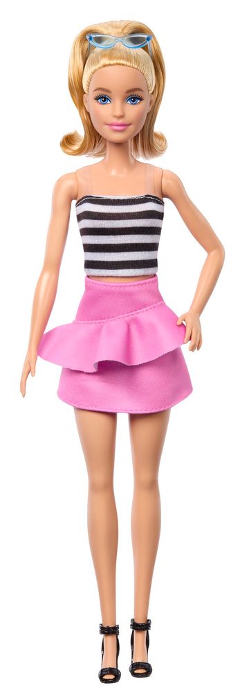 Mattel Barbie Modelka - růžová sukně a pruhovaný top FBR37
