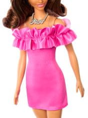 Mattel Barbie Modelka - růžové šaty s volánky FBR37