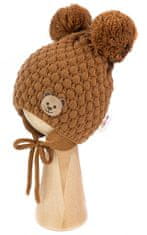Baby Nellys Zimní pletená čepice Teddy Bear na zavazování, hnědá, 56/68, (0-6 měsíců)