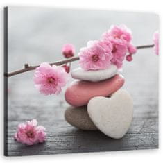 shumee Obraz na plátně, Zen Cherry Blossom Heart Stone - 40x40