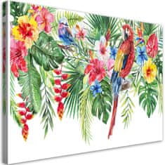 shumee Obraz na plátně, Listy květy papoušek tropický - 60x40