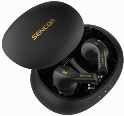 moderní bezdrátová sluchátka do uší sencor sep560 bt stylové pouzdro špičkový zvuk enc technologie kvalita handsfree