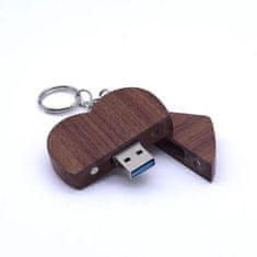 CTRL+C USB dřevo ve tvaru SRDCE s přívieskem, ořech, 8 GB, USB 2.0