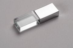 CTRL+C SET USB KRYSTAL stříbrný, kombinace sklo a kov, LED podsvícení, balení v bílé kartonové krabičce s magnetem, 8 GB, USB 2.0