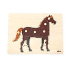 Viga Dětské dřevěné puzzle vkládačka Montessori Kůň