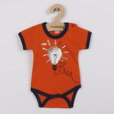 NEW BABY Kojenecké bavlněné body s krátkým rukávem skvělý nápad, vel. 80 (9-12m) Oranžová