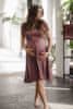 Těhotenské a kojící šaty Mommy Chic růžově hnědé S Dle obrázku