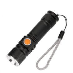 Foxter 1221 LED kapesní nabíjecí svítilna, 3W, 200lm, USB, Li-ion
