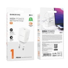 VšeNaMobily.cz Borofone síťová nabíječka BN13 Safety GaN - USB-C - PD 30W , barva bílá