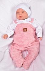 Baby Nellys 2-dílná soupravička Star, body dl. rukáv + pletené dupačky, růžové