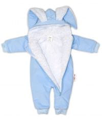 Baby Nellys Manšestrová kombinézka/overálek s kožíškem Cute Bunny - modrá