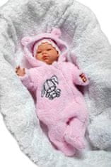 Baby Nellys Chlupáčkový overálek s kapucí, Cute Bunny - světle růžový, vel. 62 - 62 (2-3m)