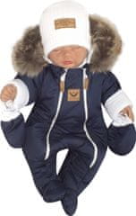 Z&Z Z&Z Zimní kombinéza s dvojitým zipem, kapucí a kožešinou + rukavičky, Angel - granát, 80