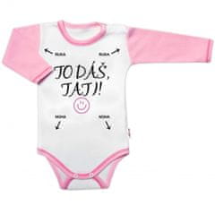 Baby Nellys Body dlouhý rukáv s vtipným textem Baby Nellys, To dáš Tati!, vel. 68, holka - 86 (12-18m)