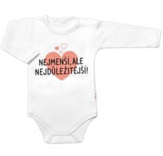 Baby Nellys Body dlouhý rukáv, Nejmenší, ale nejdůležitější, Baby Nellys, bílé, vel. 86 - 62 (2-3m)