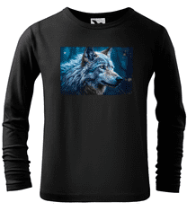 Hobbytriko Dětské tričko s vlkem - Modrý vlk (dlouhý rukáv) Barva: Limetková (62), Velikost: 4 roky / 110 cm, Délka rukávu: Dlouhý rukáv