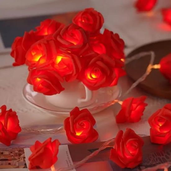 HOME & MARKER® Dekorativní LED světla, Světelný řetěz s růžemi, Romantické LED osvětlení (2m) | LUMEROSE