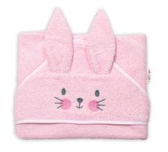 Baby Nellys Dětská froté osuška s kapucí 80 x 80 cm, Cute Bunny - růžová