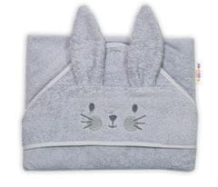 Baby Nellys Dětská froté osuška s kapucí 80 x 80 cm, Cute Bunny - šedá