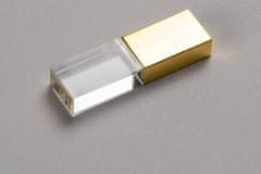 USB KRYSTAL zlatý, kombinace sklo a kov, LED podsvícení, 32 GB, USB 2.0