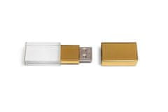 CTRL+C USB KRYSTAL zlatý, kombinace sklo a kov, LED podsvícení, 64 GB, USB 3.0/3.1