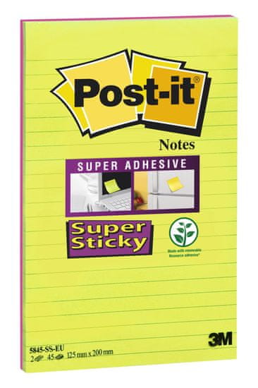 Post-It Bločky Super Sticky citrus/fuchsie, 2x45 lístků