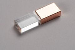 USB KRYSTAL bronzový, kombinace sklo a kov, LED podsvícení, 64 GB, USB 2.0