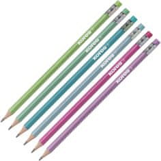 Kores Trojhranná tužka Style s barevnou pryží HB - 6 barev
