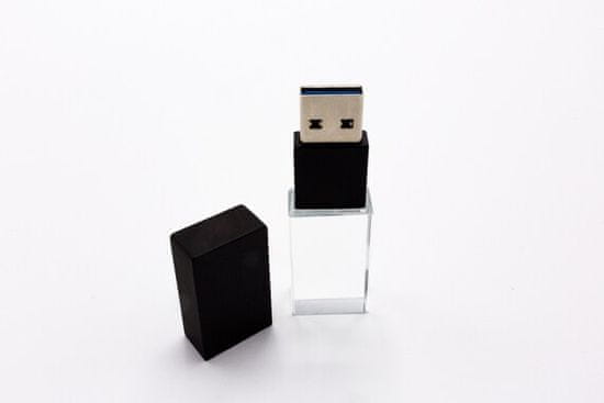 CTRL+C USB KRYSTAL černý, kombinace sklo a kov, LED podsvícení