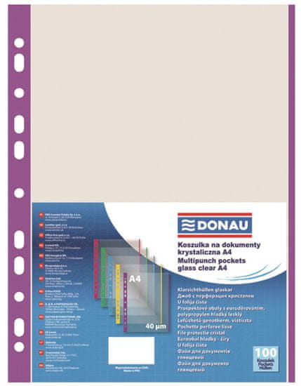 Donau Euroobaly U s barevným okrajem - A4, fialové, krupičkové, 40 mic, 100 ks