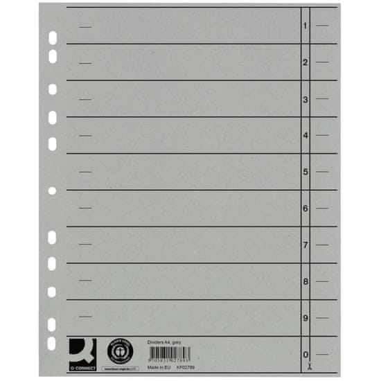 Q-Connect Barevný rozlišovač A4, 100ks, šedý