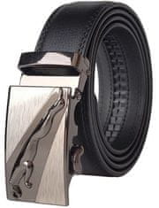 Camerazar Pánský automatický kožený pásek, černý, šířka 3.5mm, délka 131cm