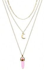 Camerazar Dámský dlouhý náhrdelník s přívěskem měsíc a kulička, stříbrný/zlatý, bižuterní kov, 60+6 cm