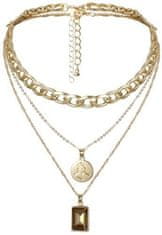 Camerazar Dámský náhrdelník Choker s přívěsky, zlatý kov, délka 40 cm