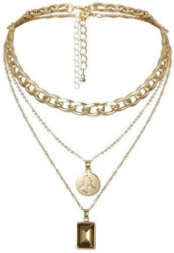 Camerazar Dámský náhrdelník Choker s přívěsky, zlatý kov, délka 40 cm