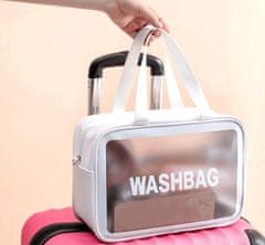 Camerazar Průhledná kosmetická taška XXL Washbag, bílá, PVC+TPU, 30x21x11 cm