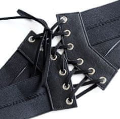 Camerazar Dámský elastický korzetový pásek, černý, syntetický materiál s vložkami z ekokůže, šířka 15 cm