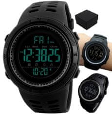 Camerazar Pánské vodotěsné náramkové hodinky S-Shock Skmei Led, černé, nerezová ocel, 49 mm