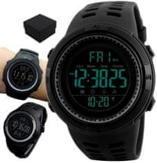 Camerazar Pánské vodotěsné náramkové hodinky S-Shock Skmei Led, černé, nerezová ocel, 49 mm
