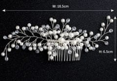 Camerazar Elegantní Stříbrný Svatební Hřeben s Křišťálovou Ozdobou a Květinovými Zirkony, Velikost 18,5 cm x 7 cm