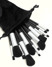 Camerazar Profesionální Sada 13 štětců na make-up, černá, s plastovou rukojetí a syntetickými štětinami, délka 15-18 cm