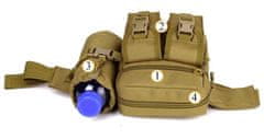 Camerazar Pánské vojenské bederní pouzdro s opaskem, odolný polyester, dvě zipové kapsy, rozměry 15x18x6.5 cm