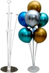 Camerazar Stojan na balónky, průhledný plast, 70 cm, s 7 koši a stabilní základnou