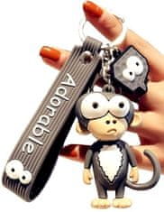 Camerazar Klíčenka s opičkou, šedá, z neušlechtilého kovu a gumy, 10 cm