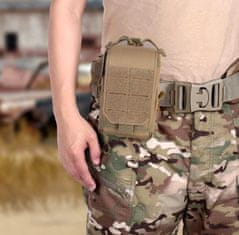 Camerazar Pánský vojenský bederní pás s ledvinovým pouzdrem, voděodolný materiál 1000D, písková barva, rozměry 15x5x10 cm